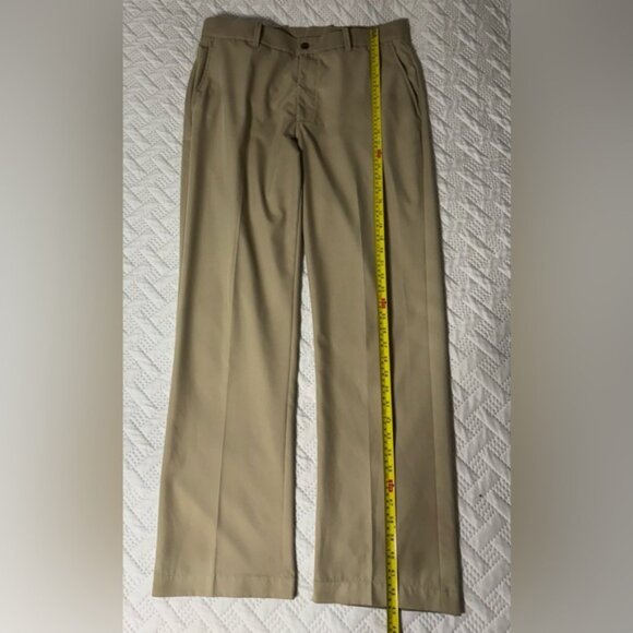 Snake Eyes 34/32 Men Khaki Tan Flat Front Golf Athletic Activewear Sporty Pants - Picture 12 of 13